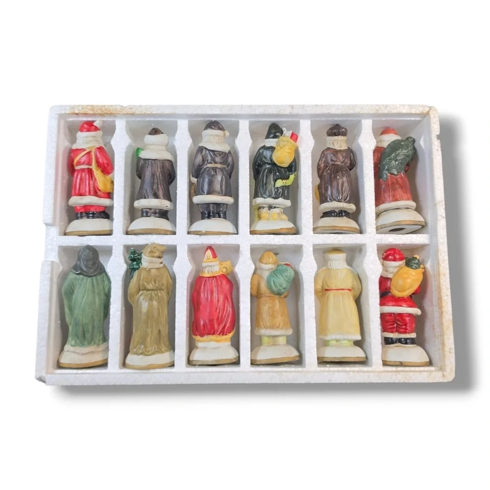 Santas From Around The World Set 12-Piece Hand Painted Collectibles Original Box